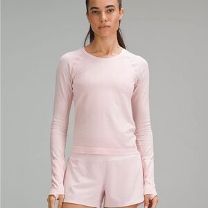 Lululemon Athletica Soft Pink Long Sleeve Tee swiftly waist length